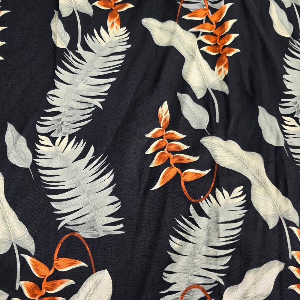 Tommy Bahama Mens XL Silk Camp Shirt Black Tropical Leaf Floral Button Down 100% - Picture 3 of 8
